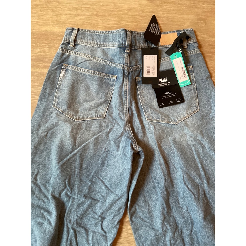 PAIGE Cameron Wide W/ Wide Wb+Welt Stitch Through Pockets Jeans Lt Blue  10 NWT - Picture 8 of 8